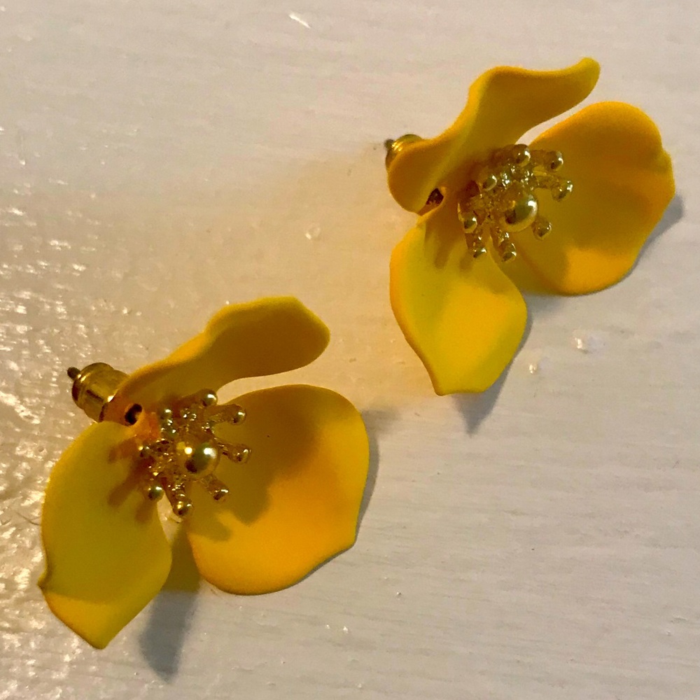 Anthropologie baubles & bijou yellow flower zenichi earrings